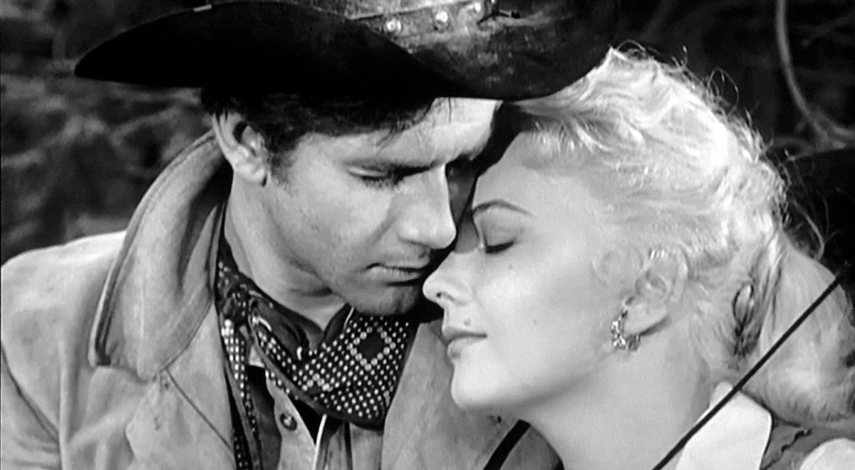 Robert Fuller and Gena Rowlands in "Laramie"