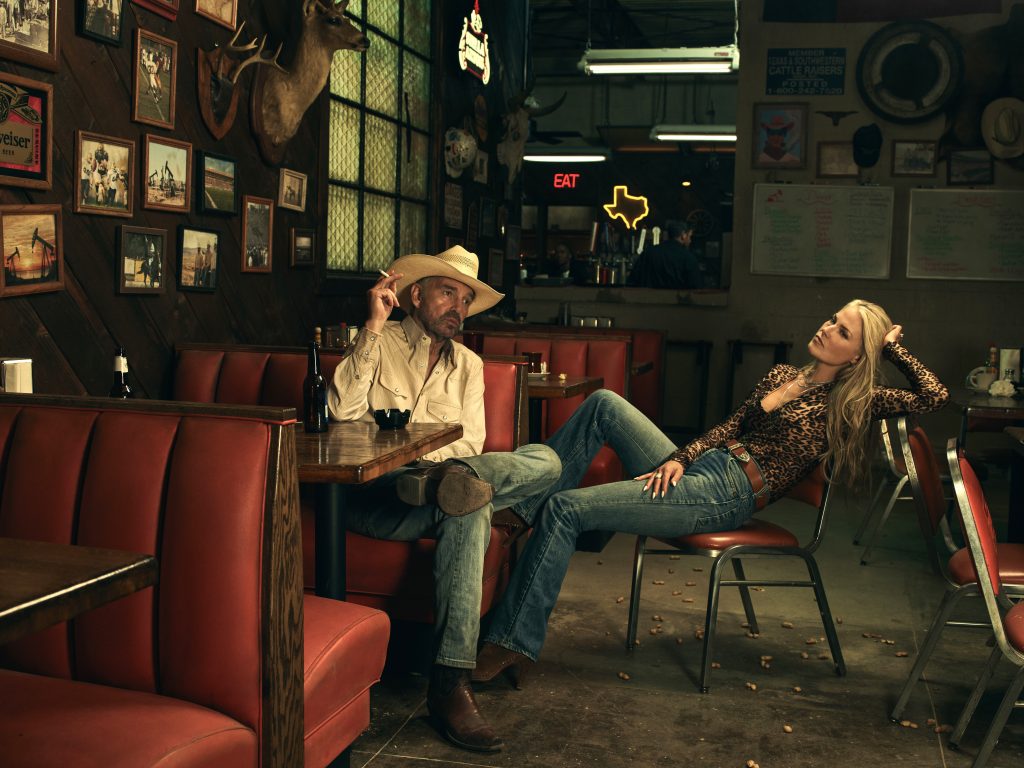 Billy Bob Thornton and Ali Larter in "Landman"