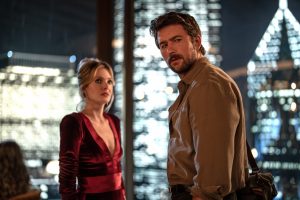 Brandon Sklenar and Meghann Fahy in "Drop"