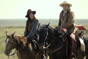 Aminah Nieves and Michael Spears in "1923"