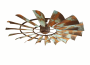 The Royston Turquoise Windmill Ceiling Fan, with rusted turquoise effects, against a white background.